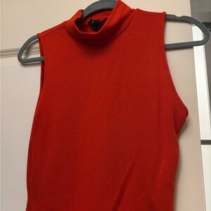 Forever 21 Red Sleeveless Turtleneck Top